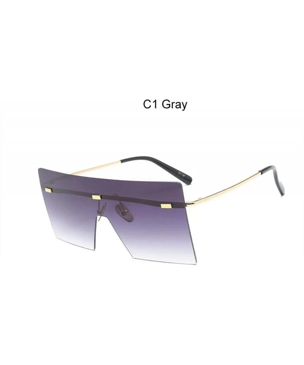 Oversized Brown Sunglasses Women Retro Vintage Luxury Brand Rimless Eyewear Feminino Big Shades - C1 Gray - CZ198A0L0C9 $24.4...