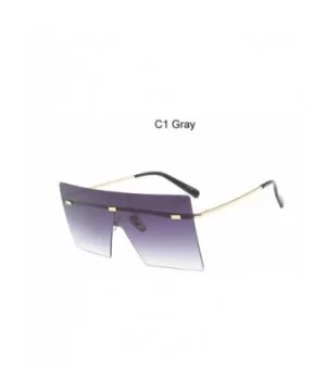 Oversized Brown Sunglasses Women Retro Vintage Luxury Brand Rimless Eyewear Feminino Big Shades - C1 Gray - CZ198A0L0C9 $24.4...