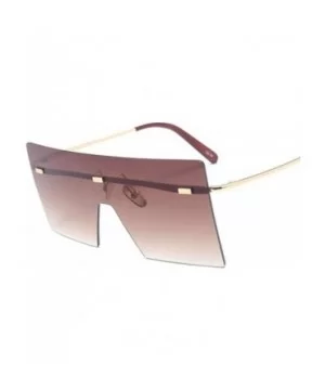 Oversized Brown Sunglasses Women Retro Vintage Luxury Brand Rimless Eyewear Feminino Big Shades - C1 Gray - CZ198A0L0C9 $24.4...