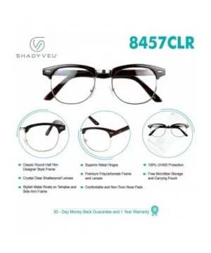 Classic Semi Rimless Non Prescription Clear Lens 80's Style Round Half Frame Horned Rim UV400 Eye Sun Glasses - CL18WTUK483 $...