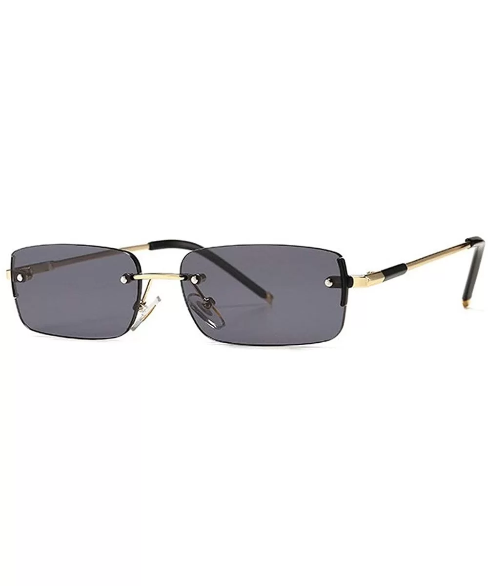 2020 retro square frameless sunglasses trend narrow small ladies designer rectangular sunglasses 88214 - Black - C2190DTETAQ ...