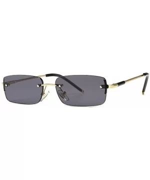 2020 retro square frameless sunglasses trend narrow small ladies designer rectangular sunglasses 88214 - Black - C2190DTETAQ ...