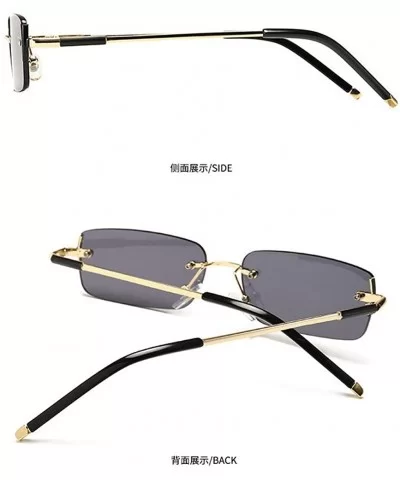 2020 retro square frameless sunglasses trend narrow small ladies designer rectangular sunglasses 88214 - Black - C2190DTETAQ ...