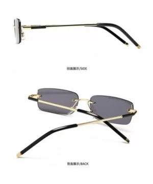 2020 retro square frameless sunglasses trend narrow small ladies designer rectangular sunglasses 88214 - Black - C2190DTETAQ ...