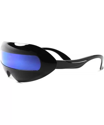 Space Robot Costume Rave Party Cyclops Futuristic Lens Sunglasses - Black - CS189AM6697 $19.22 Wrap