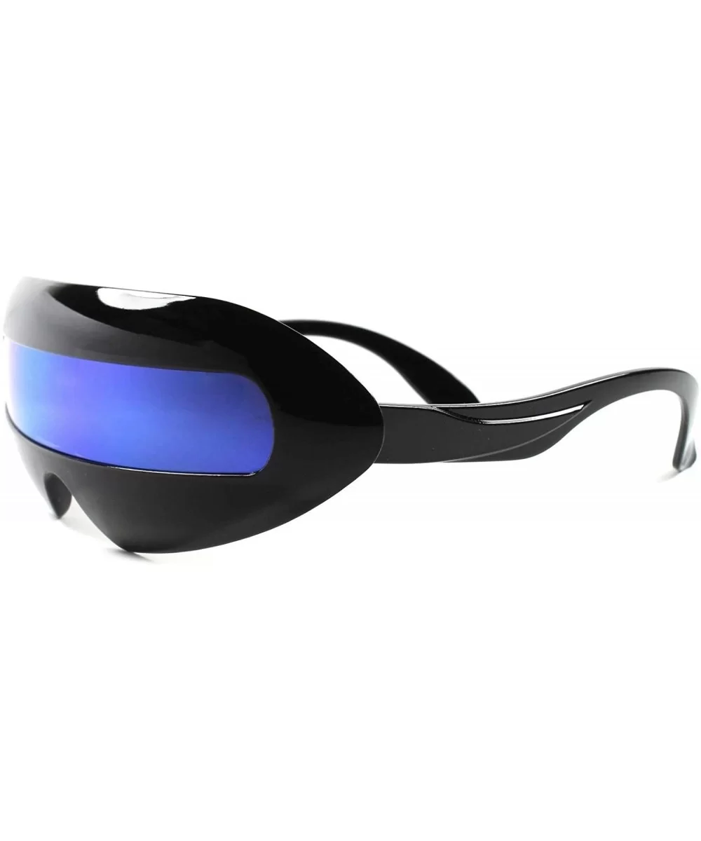 Space Robot Costume Rave Party Cyclops Futuristic Lens Sunglasses - Black - CS189AM6697 $19.22 Wrap