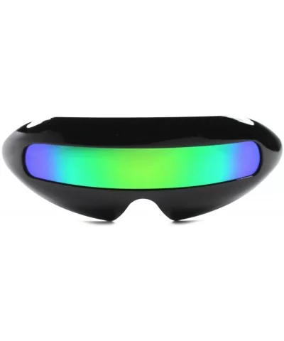 Space Robot Costume Rave Party Cyclops Futuristic Lens Sunglasses - Black - CS189AM6697 $19.22 Wrap