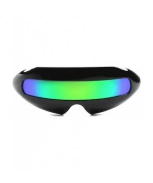 Space Robot Costume Rave Party Cyclops Futuristic Lens Sunglasses - Black - CS189AM6697 $19.22 Wrap