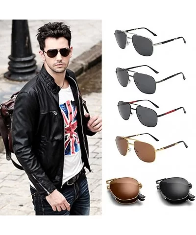 Polarized Folding Round Sunglasses Classic Protection Aviator Sun Glasses Lightweight Outdoor Driving Shades - C7199HA5AYA $1...