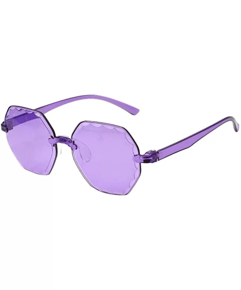 Colorful Frameless Multilateral Shaped Sunglasses Jelly Candy Color Sunglasses for Party Gifts - Purple - C4190HTSEXO $6.51 S...