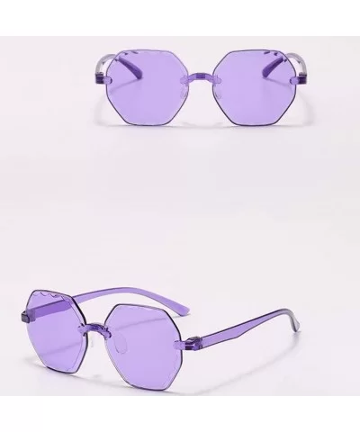 Colorful Frameless Multilateral Shaped Sunglasses Jelly Candy Color Sunglasses for Party Gifts - Purple - C4190HTSEXO $6.51 S...