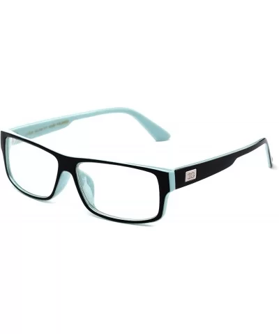 "Kayden" Retro Unisex Plastic Fashion Clear Lens Glasses - Matte Black/Powder Blue - CA11Y7NOAYT $8.05 Sport