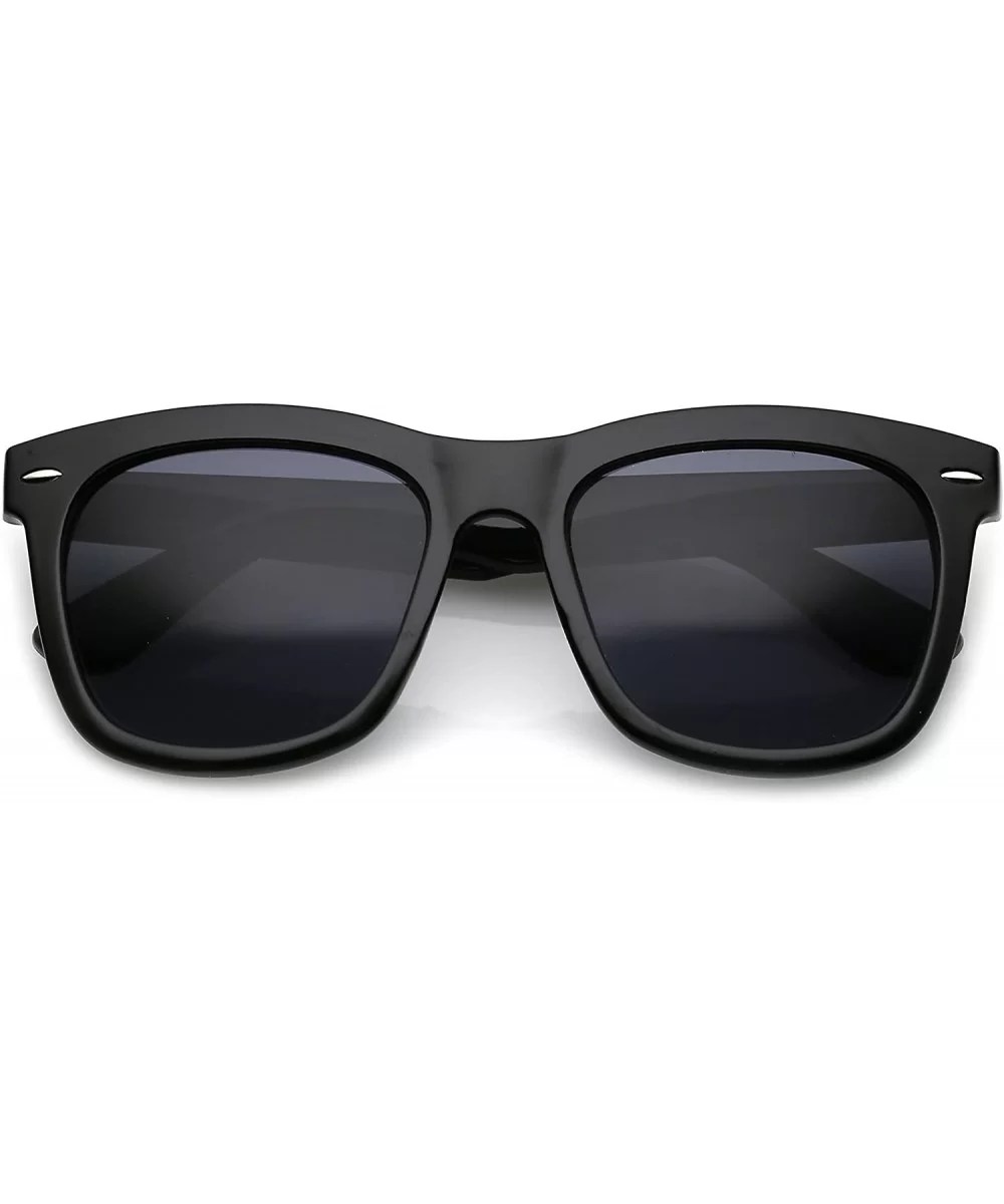 Classic Metal Rivet Thick Arms Square Lens Horn Rimmed Sunglasses 55mm - Shiny Black / Smoke - CT1839IXWLS $7.18 Wayfarer