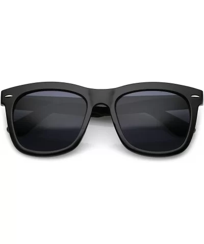 Classic Metal Rivet Thick Arms Square Lens Horn Rimmed Sunglasses 55mm - Shiny Black / Smoke - CT1839IXWLS $7.18 Wayfarer