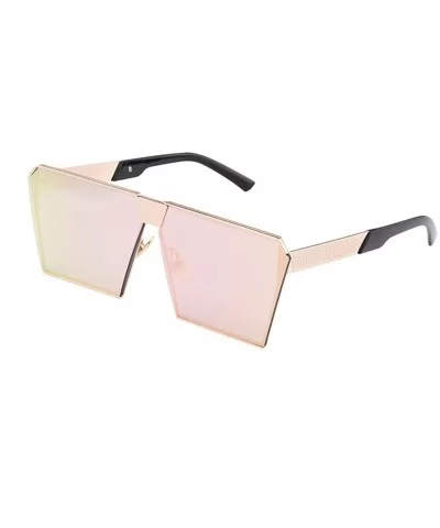 TrendyMate-Womens Men Reflective Mirror Large Square Metal Rimmed Sunglasses Unisex - Gold Pink - CZ182DKQ3LG $8.72 Square