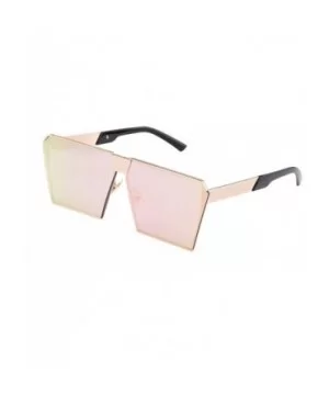 TrendyMate-Womens Men Reflective Mirror Large Square Metal Rimmed Sunglasses Unisex - Gold Pink - CZ182DKQ3LG $8.72 Square