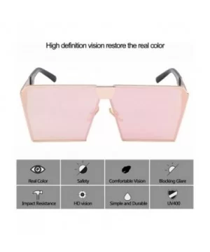 TrendyMate-Womens Men Reflective Mirror Large Square Metal Rimmed Sunglasses Unisex - Gold Pink - CZ182DKQ3LG $8.72 Square