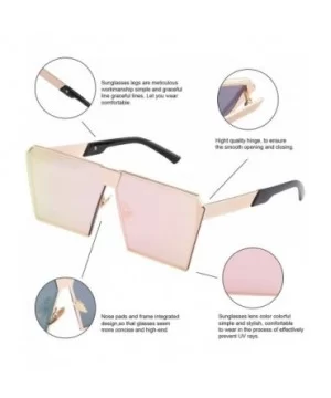 TrendyMate-Womens Men Reflective Mirror Large Square Metal Rimmed Sunglasses Unisex - Gold Pink - CZ182DKQ3LG $8.72 Square