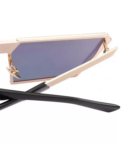 TrendyMate-Womens Men Reflective Mirror Large Square Metal Rimmed Sunglasses Unisex - Gold Pink - CZ182DKQ3LG $8.72 Square