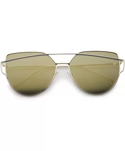 Oversize Metal Frame Thin Temple Color Mirror Flat Lens Aviator Sunglasses 62mm - Gold / Smoke Mirror - C312J18EQRB $6.42 Ove...