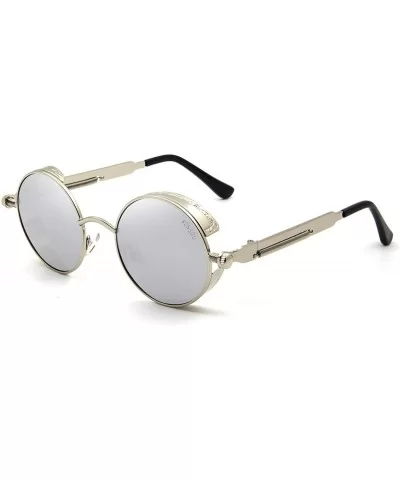 Round Steampunk Sunglasses for Women Men Vintage Retro Circle Metal Frame Eyewear Shades - CO1972RRE30 $8.73 Round