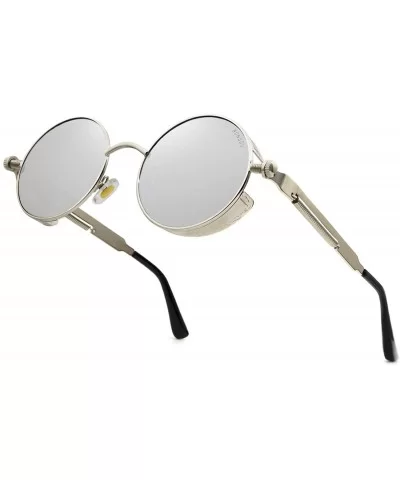 Round Steampunk Sunglasses for Women Men Vintage Retro Circle Metal Frame Eyewear Shades - CO1972RRE30 $8.73 Round