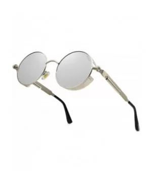 Round Steampunk Sunglasses for Women Men Vintage Retro Circle Metal Frame Eyewear Shades - CO1972RRE30 $8.73 Round