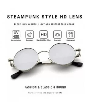 Round Steampunk Sunglasses for Women Men Vintage Retro Circle Metal Frame Eyewear Shades - CO1972RRE30 $8.73 Round