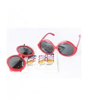 V3037-VP Plastic Oversize frame Round celebrity Sunglasses - 2-pack Red - C918Q6WQOZA $6.74 Oval