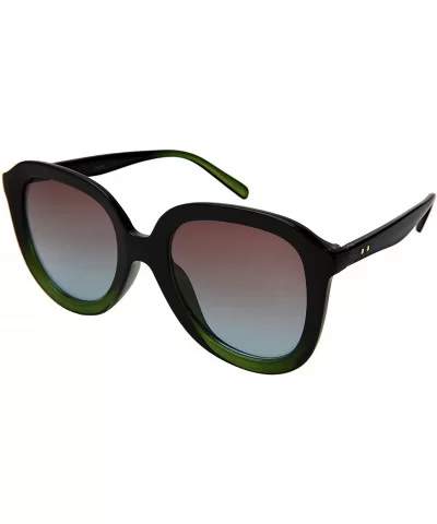 Classic Women Square Plastic Sunglasses w/Tinted Lens 34122P-KGM - Black-clear Green Frame/Brown-blue Lens - CT18C4LHG8L $5.9...