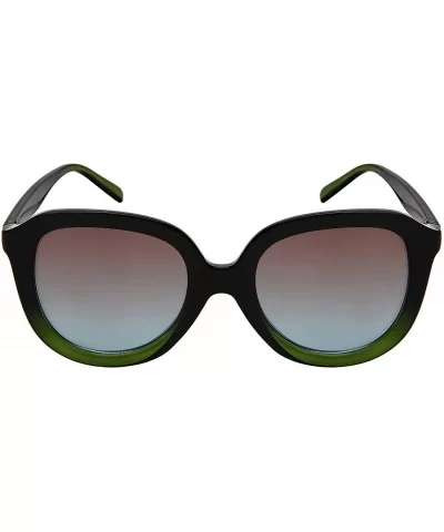 Classic Women Square Plastic Sunglasses w/Tinted Lens 34122P-KGM - Black-clear Green Frame/Brown-blue Lens - CT18C4LHG8L $5.9...