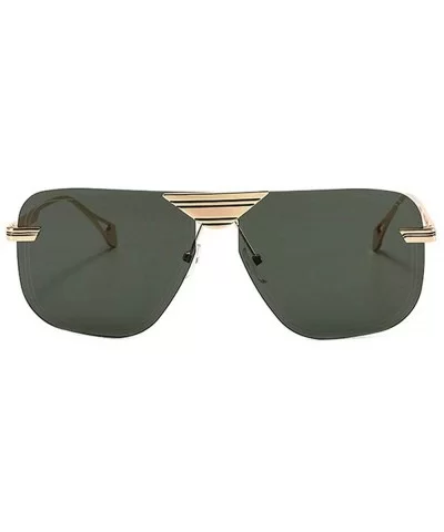 Vintage Square Metal Frame Sunglasses Men Women Fashion Luxury Rimless Sunglasses Shades Glasses UV400 - Green - CJ1939QMLHU ...