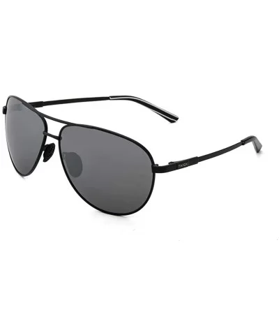 Men's Polarized Aviator Sunglasses - Classic Military Sunglasses for men - Grey Frame/Grey Lens - CE18IR3ZXSQ $12.94 Sport