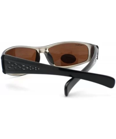 Mens Sports Sunglasses Oval Frame Active Fashion Eyewear - Black/Brown - CH11CCKIAR7 $5.10 Oval