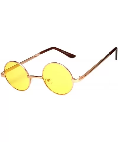 Round Retro Small Circle Tint & Mirror Colored Lens 43-55 mm Sunglasses Metal - Round_43mm_gld_yell_grd - CM189IK3LNC $6.38 R...