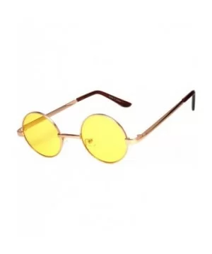 Round Retro Small Circle Tint & Mirror Colored Lens 43-55 mm Sunglasses Metal - Round_43mm_gld_yell_grd - CM189IK3LNC $6.38 R...