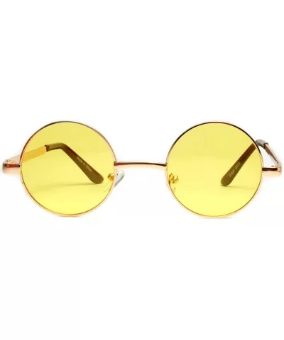 Round Retro Small Circle Tint & Mirror Colored Lens 43-55 mm Sunglasses Metal - Round_43mm_gld_yell_grd - CM189IK3LNC $6.38 R...