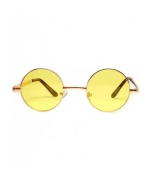 Round Retro Small Circle Tint & Mirror Colored Lens 43-55 mm Sunglasses Metal - Round_43mm_gld_yell_grd - CM189IK3LNC $6.38 R...