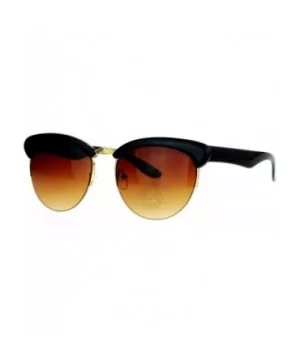 Womens Round Horn Cat Eye Half Rim Sunglasses - Black Brown - CZ129K8MDTP $6.08 Cat Eye