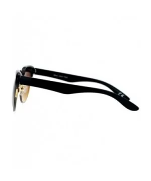 Womens Round Horn Cat Eye Half Rim Sunglasses - Black Brown - CZ129K8MDTP $6.08 Cat Eye