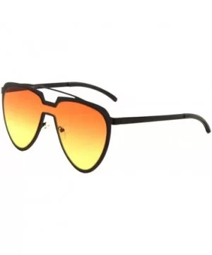 Oceanic Color One Piece Shield Lens Rounded Triangular Aviator Sunglasses - Orange Yellow - CG190K0G4D8 $12.01 Aviator