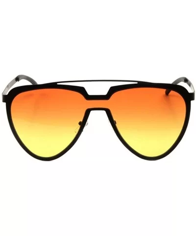 Oceanic Color One Piece Shield Lens Rounded Triangular Aviator Sunglasses - Orange Yellow - CG190K0G4D8 $12.01 Aviator