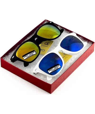 Classic Retro Classics Mirror Sunglasses - 1Blue/1Yellow - CA11L2XZ8M1 $7.22 Aviator