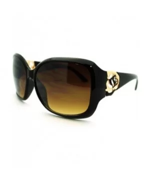 Rose Rhinestone Design Womens Oversized Square Sunglasses - Black Gold - CI186LUYWXG $6.97 Square