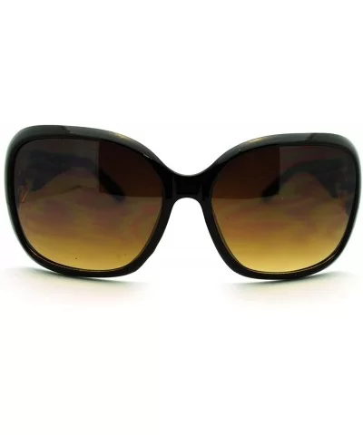 Rose Rhinestone Design Womens Oversized Square Sunglasses - Black Gold - CI186LUYWXG $6.97 Square