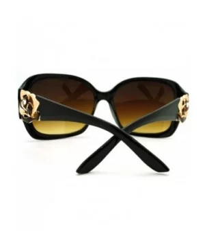 Rose Rhinestone Design Womens Oversized Square Sunglasses - Black Gold - CI186LUYWXG $6.97 Square