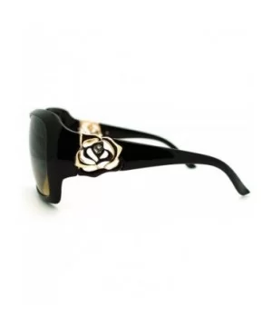 Rose Rhinestone Design Womens Oversized Square Sunglasses - Black Gold - CI186LUYWXG $6.97 Square