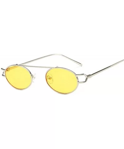 Stylish New Oval Lady Little Circular Glasses Metal Small Round Frame Vintage Men Sunglasses UV400 - Yellow - CQ18QNHGAR5 $10...