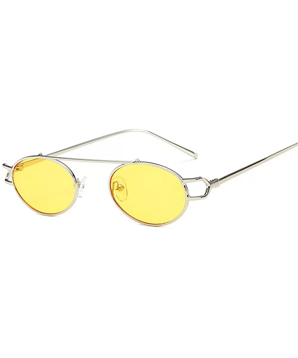 Stylish New Oval Lady Little Circular Glasses Metal Small Round Frame Vintage Men Sunglasses UV400 - Yellow - CQ18QNHGAR5 $10...