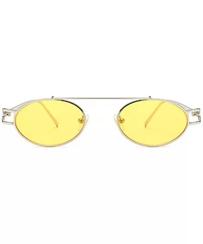 Stylish New Oval Lady Little Circular Glasses Metal Small Round Frame Vintage Men Sunglasses UV400 - Yellow - CQ18QNHGAR5 $10...